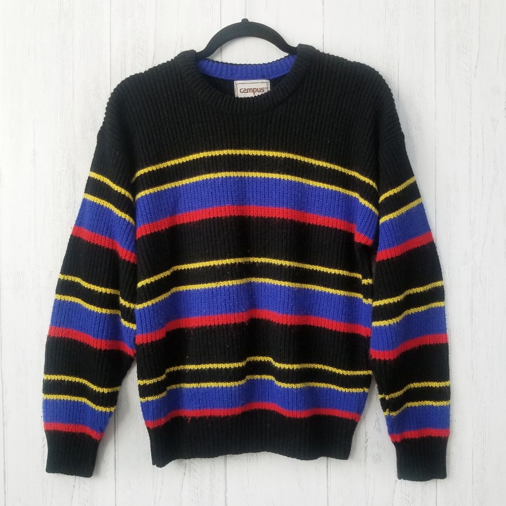VTG CAMPUS Striped Sweater Coogi Style Size Medium